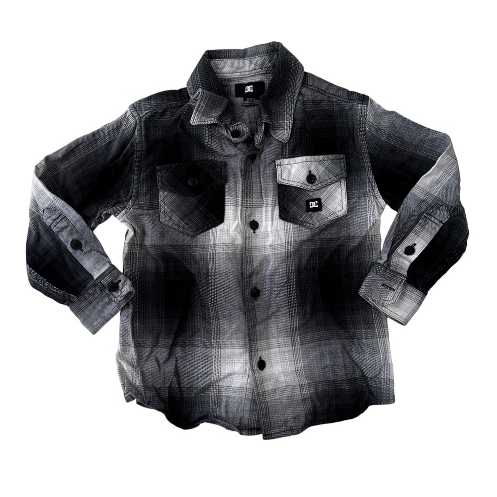 DC Shoes Plaid Flannel Button Up Shirt Long Sleeve Boys Size 3T